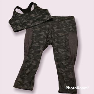 Black Camo Fabletics Workout Set